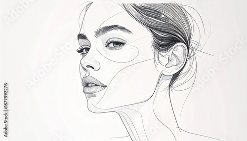 Geometric Minimalist Line Art Portrait of a Woman