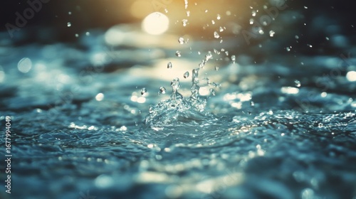 Wallpaper Mural Water drops splashing into clear blue water. Torontodigital.ca