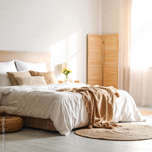 Wallpaper Mural Bright bedroom with natural elements Torontodigital.ca