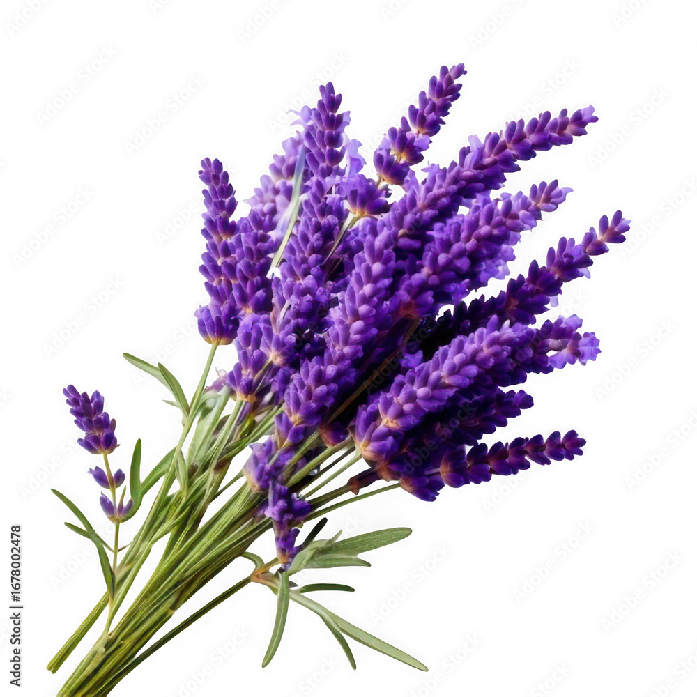 Naklejka premium Lavender flower sprig, isolated on white and transparent background