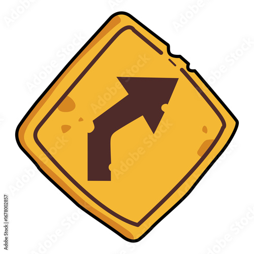 Right Curved Arrow Road Sign Vector Illustration