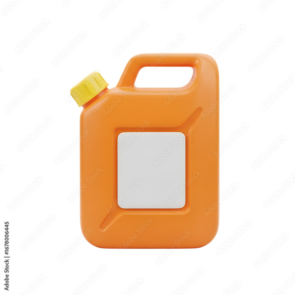 3d orange jerrycan with yellow cap and white label realistic render 3d orange jerrycan with yellow cap and white label realistic render