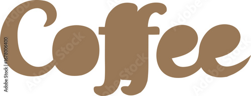 Stylish brown "coffee" script text art for cafes and beverage brands