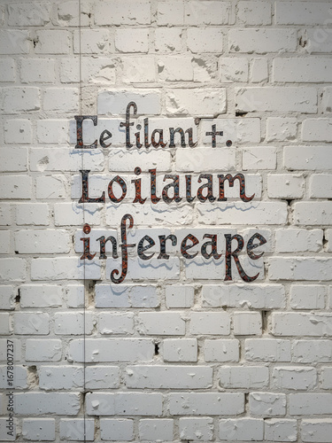 Inscription vulgarism painted on white brick wall