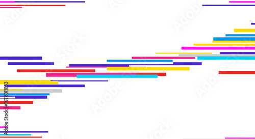 Colorful horizontal bars on a white background arranged irregularly