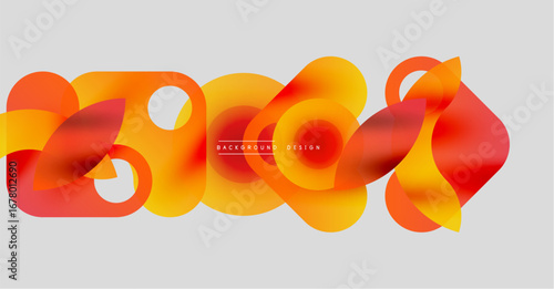 Abstract fluid shapes, vibrant orangered hues. Modern design element over light gray background. Smooth gradients create dynamic composition.