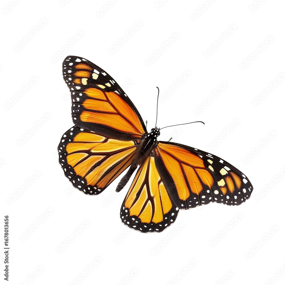 Fototapeta premium Detailed Monarch Butterfly Wings Open on Transparent Background