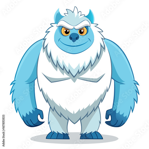 Cheeky Yeti Mascot with Exaggerated Fur and Icy Hands on Hips