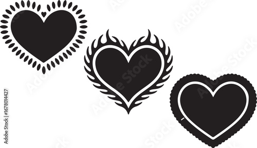 Heart Silhouette Vector Set for Graphic Projects and Symbolism in Artworks