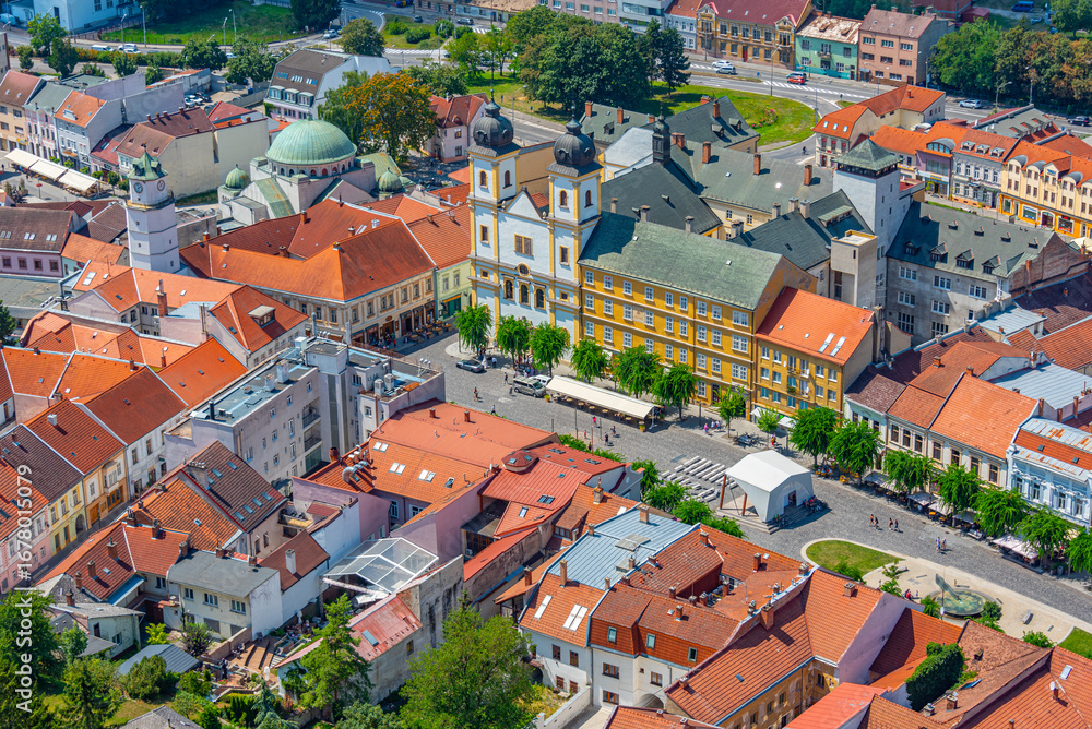 Obraz premium Panorama view of the peace square in Trencin, Slovakia