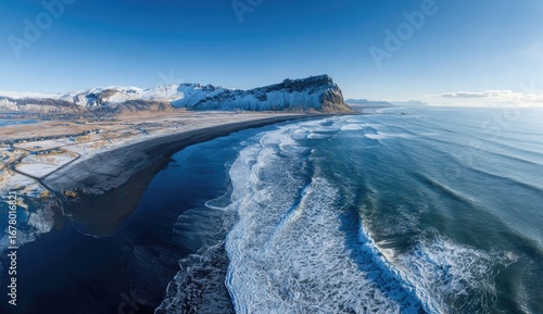 Wallpaper Mural Expansive Arctic Coastline with Glacial Ice Formations and Mountains. Torontodigital.ca