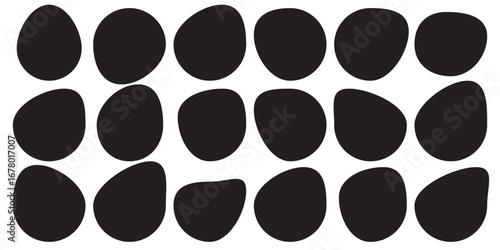 Random organic blob shapes. Black cube drops. Liquid organic amoeba silhouette blob in modern style. Various shapes of irregular blobs. organic blob shape irregular form abstract vector illustration