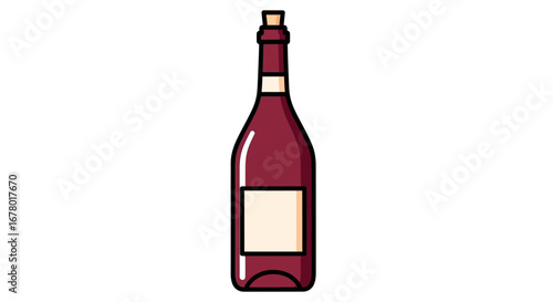 A close-up, isolated shot of a sleek, dark red wine bottle with a blank label, perfect for showcasing custom branding and sophisticated beverage marketing campaigns
