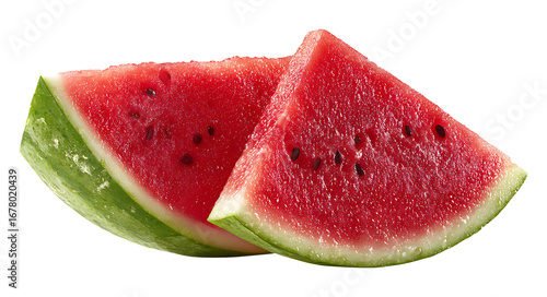 Two Juicy Watermelon Slices isolated on transparent background, png