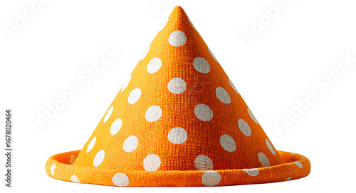 Bright Orange Polka Dot Party Hat on Transparent Background, png