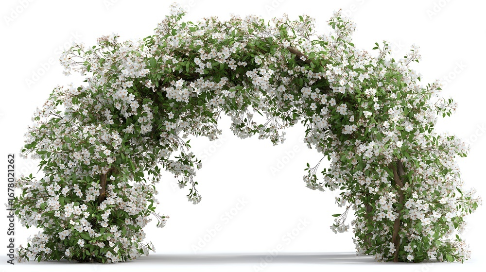 Obraz premium Elegant floral archway with frame isolated on white background 