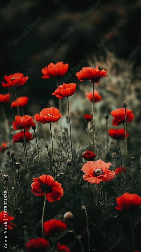 Obraz premium Vibrant red poppy flowers in a field