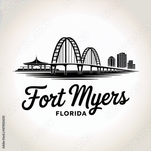 Fort Myers Florida Skyline Silhouette — A Scenic Gulf Coast City Vector Illustration