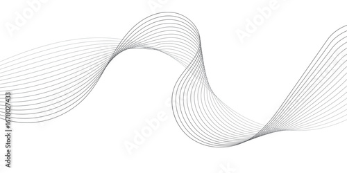Abstract thin line icon. Thin wavy line abstract background. Wavy line horizontal divider outline minimalist background. Abstract black lines wave curve motion on white background. EPS 10