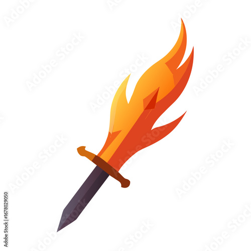 Flaming Sword Logo with Smooth Gradient Transitions for Fantasy Themes