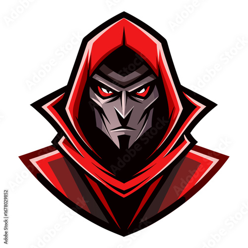 Minimalist Red Hooded Character for Strategic Stealth Branding