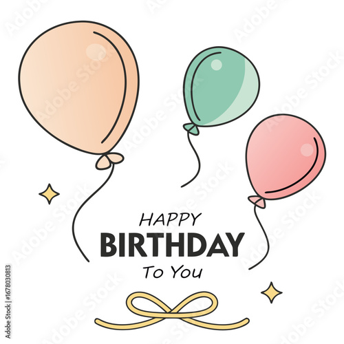 Happy Birthday To You card with balloons.