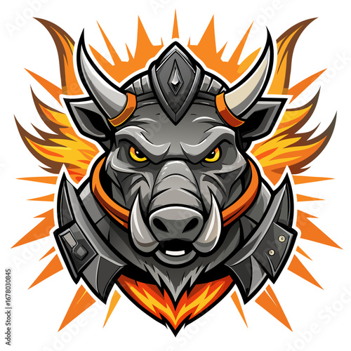 Warthog Head with Tribal Tusk Armor and Radiating Battle Lines