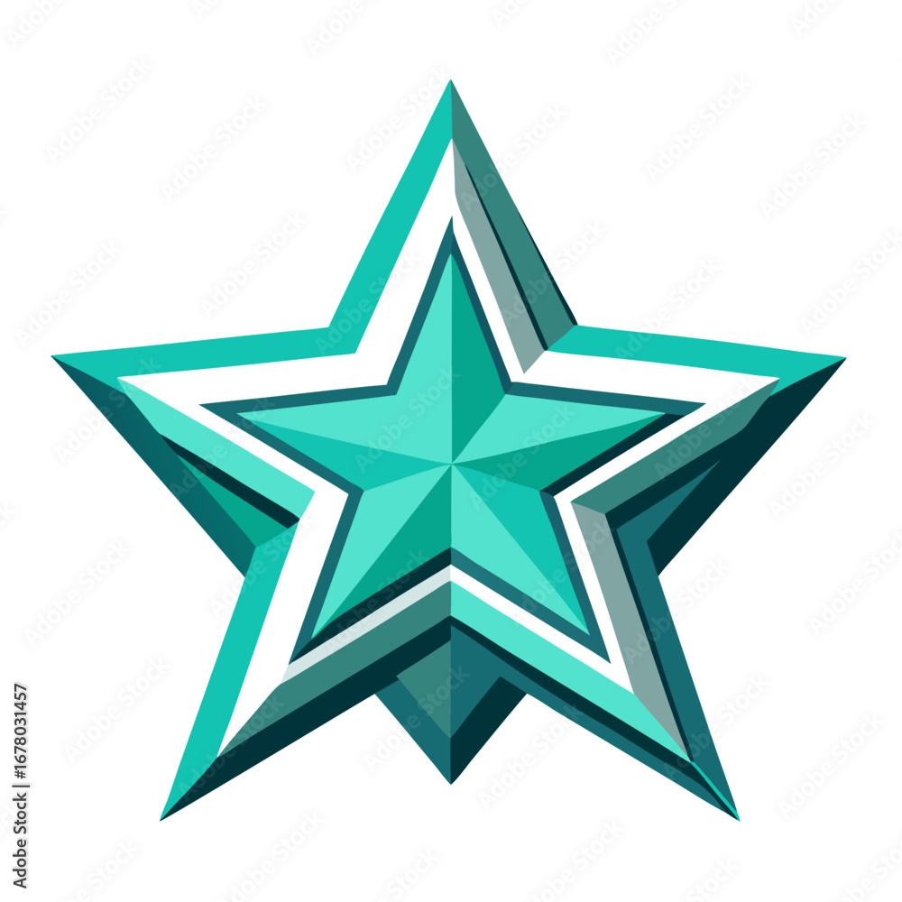 Obraz premium Teal 3D Star Badge with Abstract Design Lines