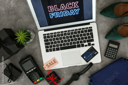 Laptop with text BLACK FRID...