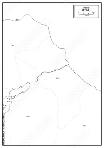 北海道鹿部町の白地図データ