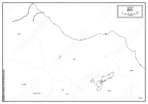 北海道森町の白地図データ