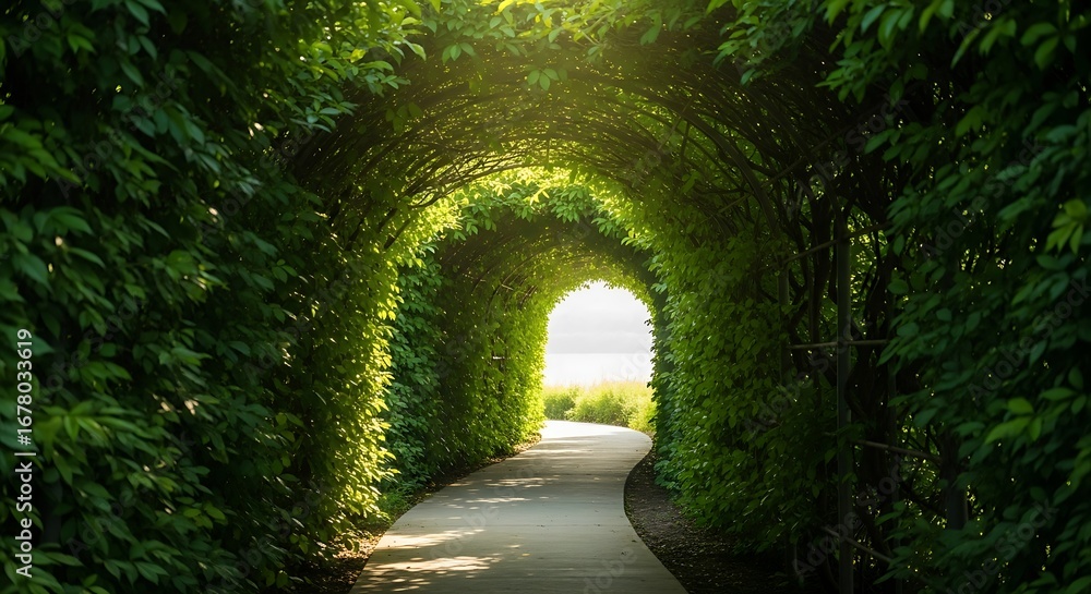 Obraz premium Magical Green Archway Bathed in Golden Sunlight