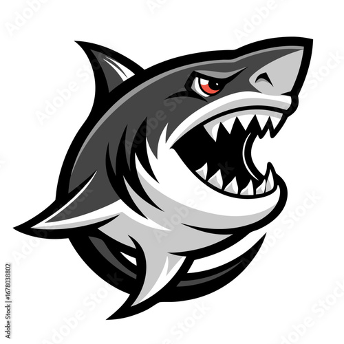 Fierce Black-and-White Shark Logo with Compact Form