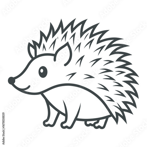 Whimsical Hedgehog Outline with Light Strokes and Spiked Silhouette