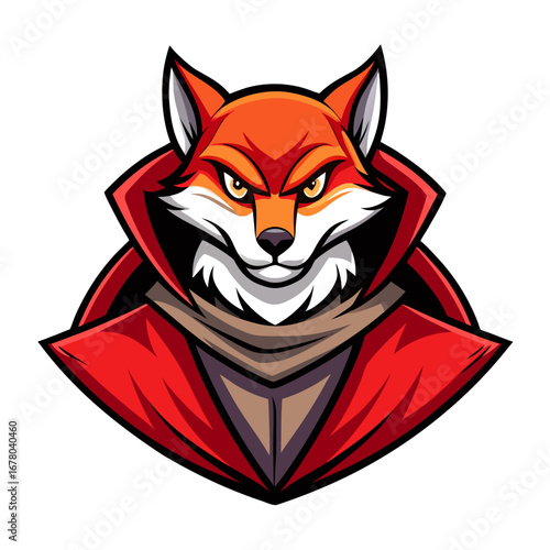 Red-Caped Pirate Fox Character with Bold Shading for Outlaw Branding