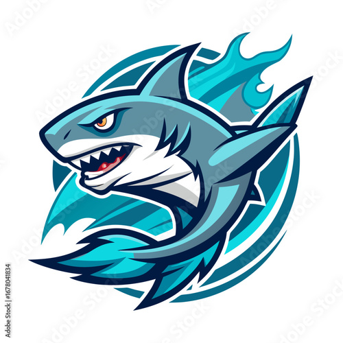 Robotic Shark in Motion Blur with Teal Splash Backdrop