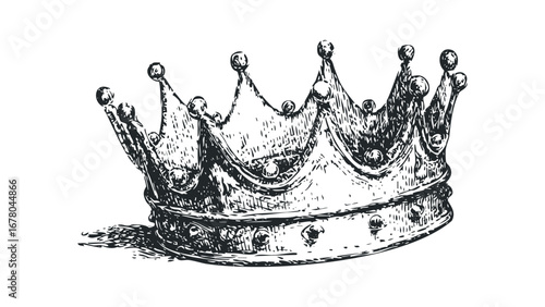 Sketch of a Regal Crown with Ornate Detailing. Vector hand drawn illustration