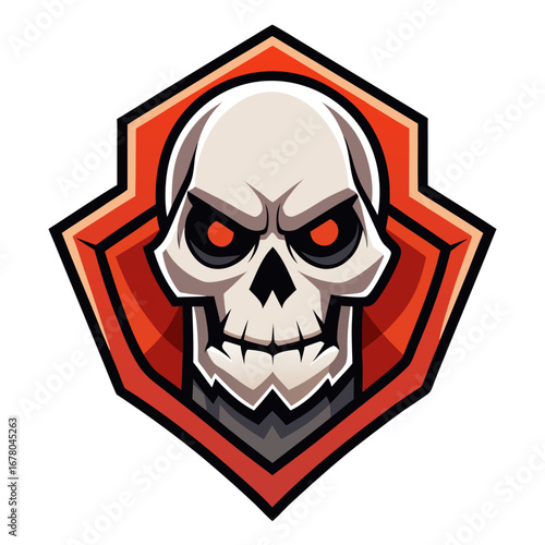 Front-Facing Cartoon Skull Emblem with Exaggerated Outlines for Bold Centralized Branding