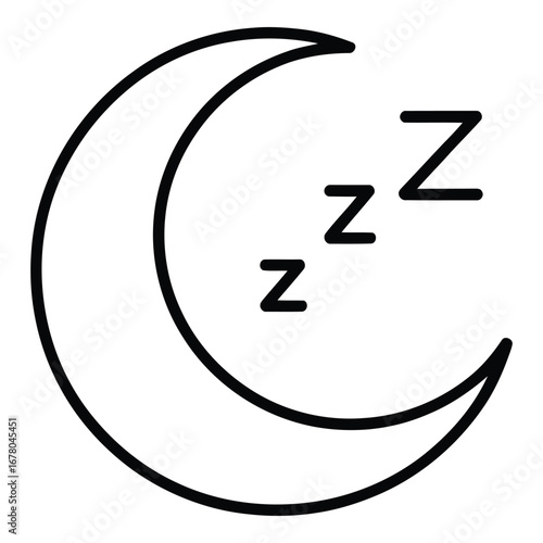Sleeping moon icon illustration with zzz symbols indicating sleep and rest for graphic design use  vector silhouette