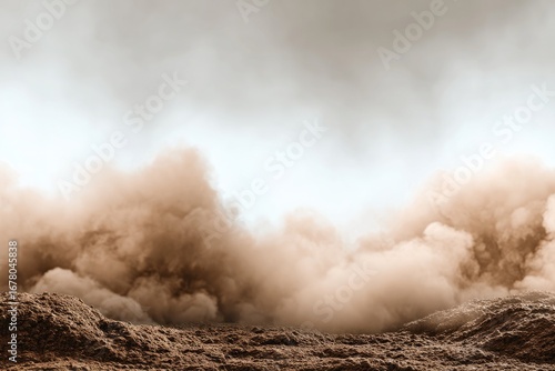 Dusty expanse with billowing haze