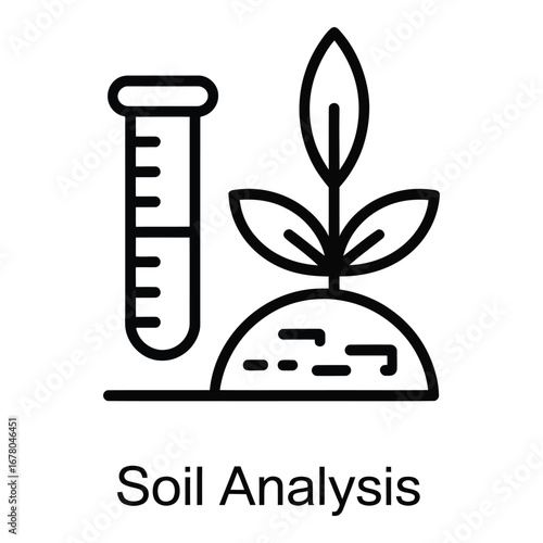 Soil analysis and plant growth science with test tube for research and development study  vector silhouette