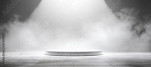 Spotlight on platform, fog