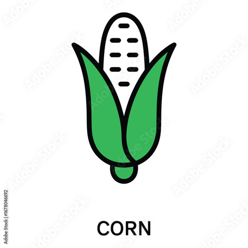 Illustration of an ear of corn with green husks and black kernels on a white background image 96  vector silhouette
