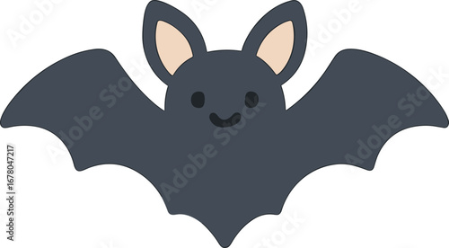 Cute Cartoon Style Smiling Bat Silhouette Character Element Graphic Illustration