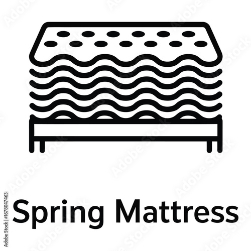 Spring mattress with layers and circles on top for sleeping and bedding comfort and support  vector silhouette