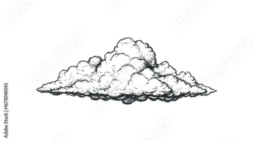 Sketch of Cumulus Cloud on Transparent. Vector hand drawn illustration