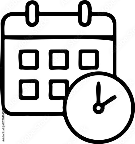 Schedule Planning Vector – Calendar with Clock Line Icon