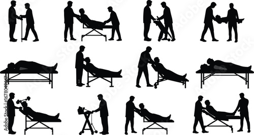 Physiotherapy session, patient rehabilitation, hospital treatment, medical exercise, healthcare support, physical therapy, doctor assistance, recovery process, therap