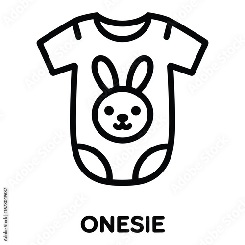 Baby onesie with bunny design for infants and toddlers clothing apparel and accessories item  vector silhouette