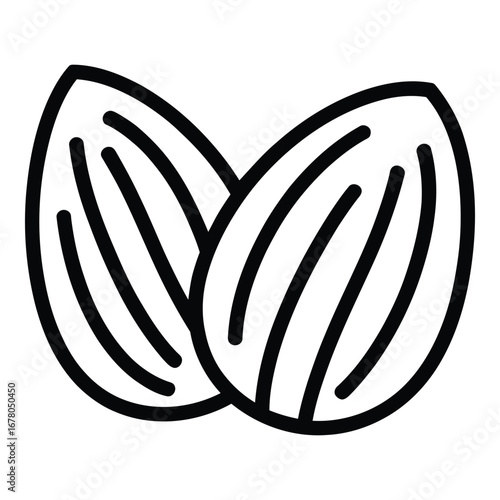 Almond outline illustration for food and healthy lifestyle content and graphic design needs here now  vector silhouette